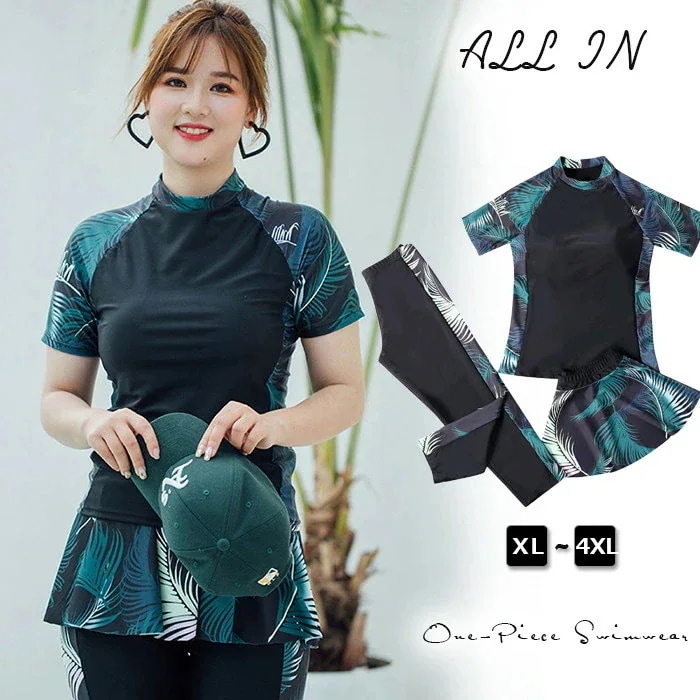 【7月の新作特典】フィットネス 紫外線対 運動用 フルーボディ プール ショーパンツ ぽっちゃり 水着 体型カバーパッド一体型 ジム ヨガ 水泳 大キーサイズ 半袖 セパレート 競泳 ママ レディース