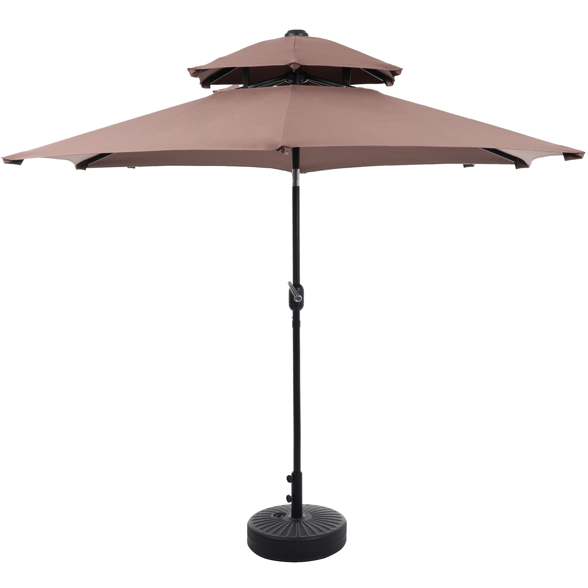 【国内発送】275【ブラウン・シンプルデザイン・直径270cm・ベース付き 】パラソル+ベースセット 30+UPF紫外線対策 角度調整 パラソルセット ベース パラソル ガーデンパラソル