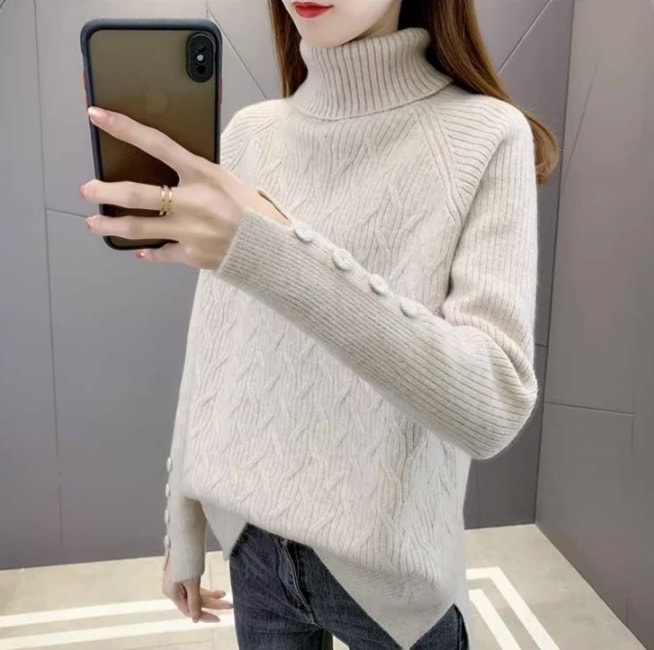 ニットセーター トップス セーター 袖あり 長袖 萌袖 タートルネック ニット かわいい 大人可愛い シンプル カジュアル 大人 おしゃれ お洒落 大人女子 こなれ感 キュート 抜け感 無地 秋 冬