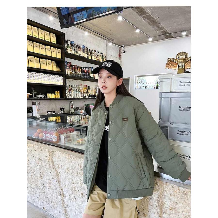 キルティングジャケットコートスタジャンスタジアムジャンパーレディースアウターレディースジャンパーキルティング中綿上着無地カジュアルアメカジ