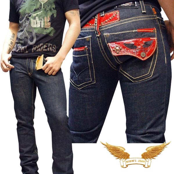 ロビンズジーン メンズ デニム ストレート パンツ ROBIN S JEAN LEATHER FLAP RED スタッズ RAW 160 safari サファリ オーシャンズ 雑誌 掲載 ハイブランド