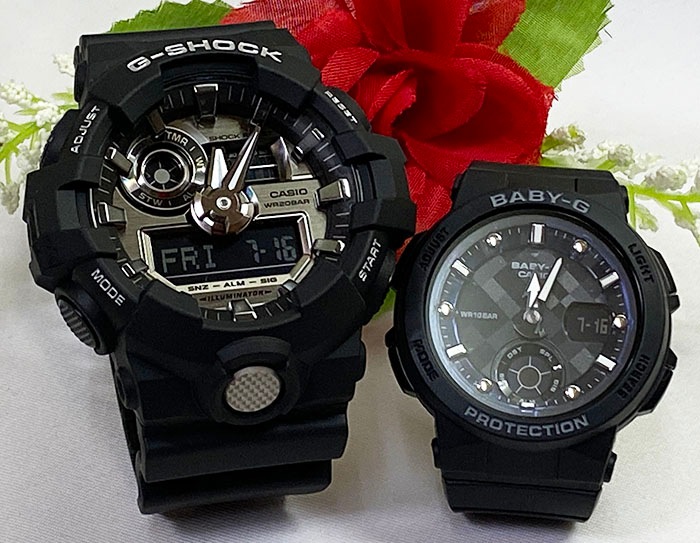 恋人たちのGショック ペアウオッチ G-SHOCK BABY-G ペア腕時計 カシオ 2本セット GA-710-1AJF BGA-250-1AJF 手書きの あす楽対応 黒　 プレゼント