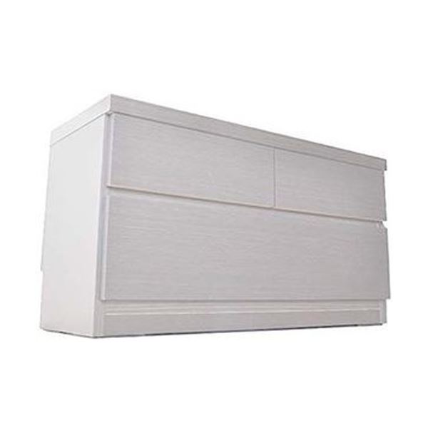 頑丈薄型チェスト/収納棚2段 幅75cm ホワイト木目調 奥行30cm 日本製 ウスピッタ完成品
