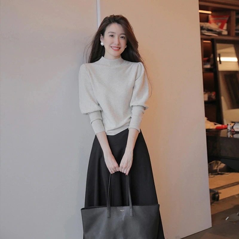 【3日出荷】新品 大人気 セットアップ レディース 40代 秋冬新作 長袖トップス ロング上下セット Aライン オシャレセットアップ 韓国風 大人上品 通勤OL 30代 50代 orange