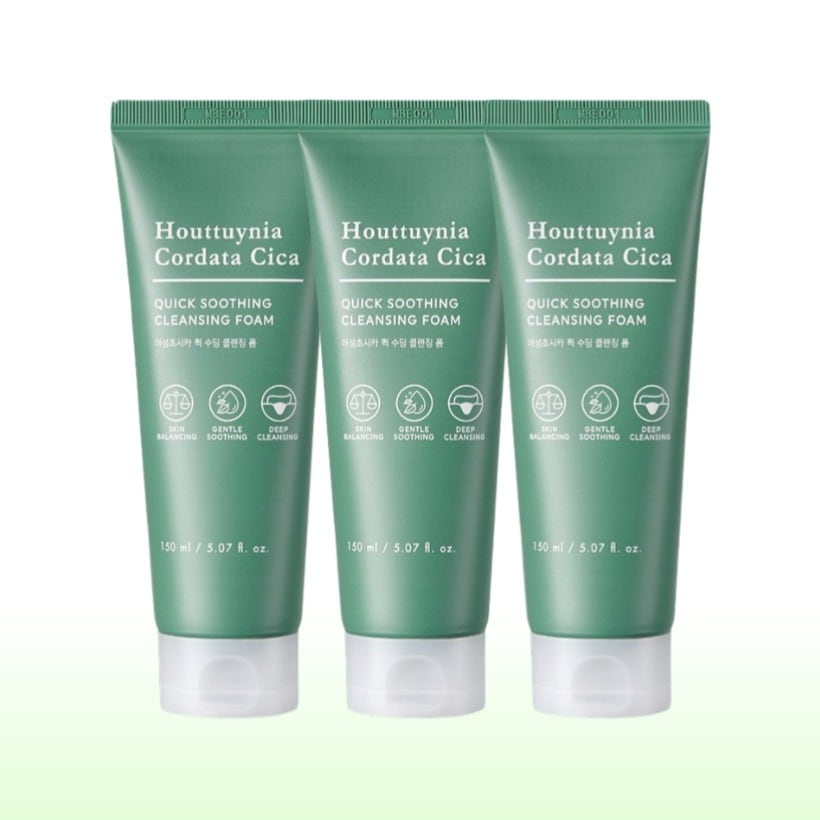 [1+1+1 肌鎮静クレンジングフォーム 韓国人気] ドクダミ シカ クイックスージング クレンジングフォーム 150ml x3本 低刺激 保湿 マイルド デイリー ディープ クレンジング おすすめ