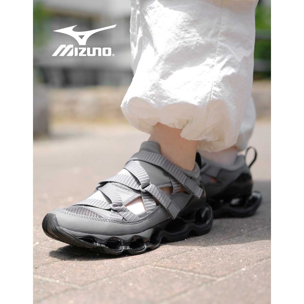 Mizuno ミズノ ウェーブ プロフェシー ストラップ サンダル スニーカー WAVE PROPHECY STRAP GRAY BLACK ( グレー ブラック 厚底 レディース D1GA25190