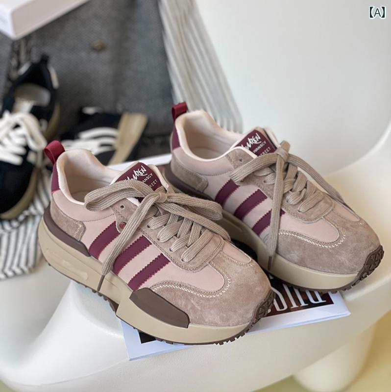 スニーカー レディース シューズ ボリュームソール 厚 カジュアル スポーツ トレーニング 裏起毛 靴 秋冬 ワインレッド ブラック