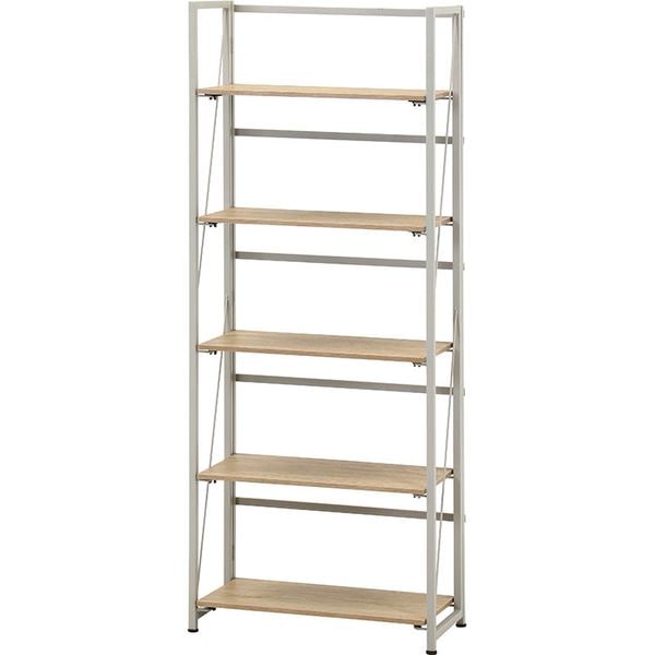 折りたたみシェルフ 5段 NA ナチュラル 完成品