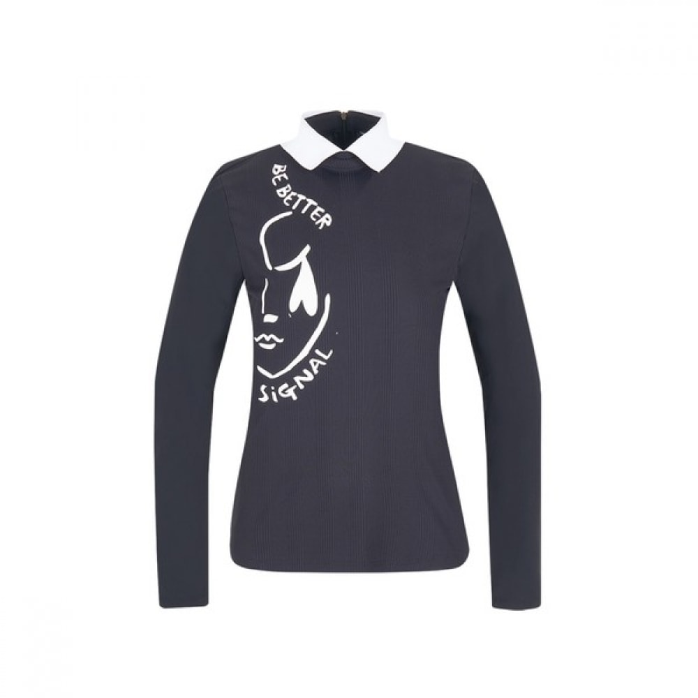 [カステルバジャック] 女性用ボーンティッシュスリーブクールヨーコカラー Tシャツ_BGCMTS714BK