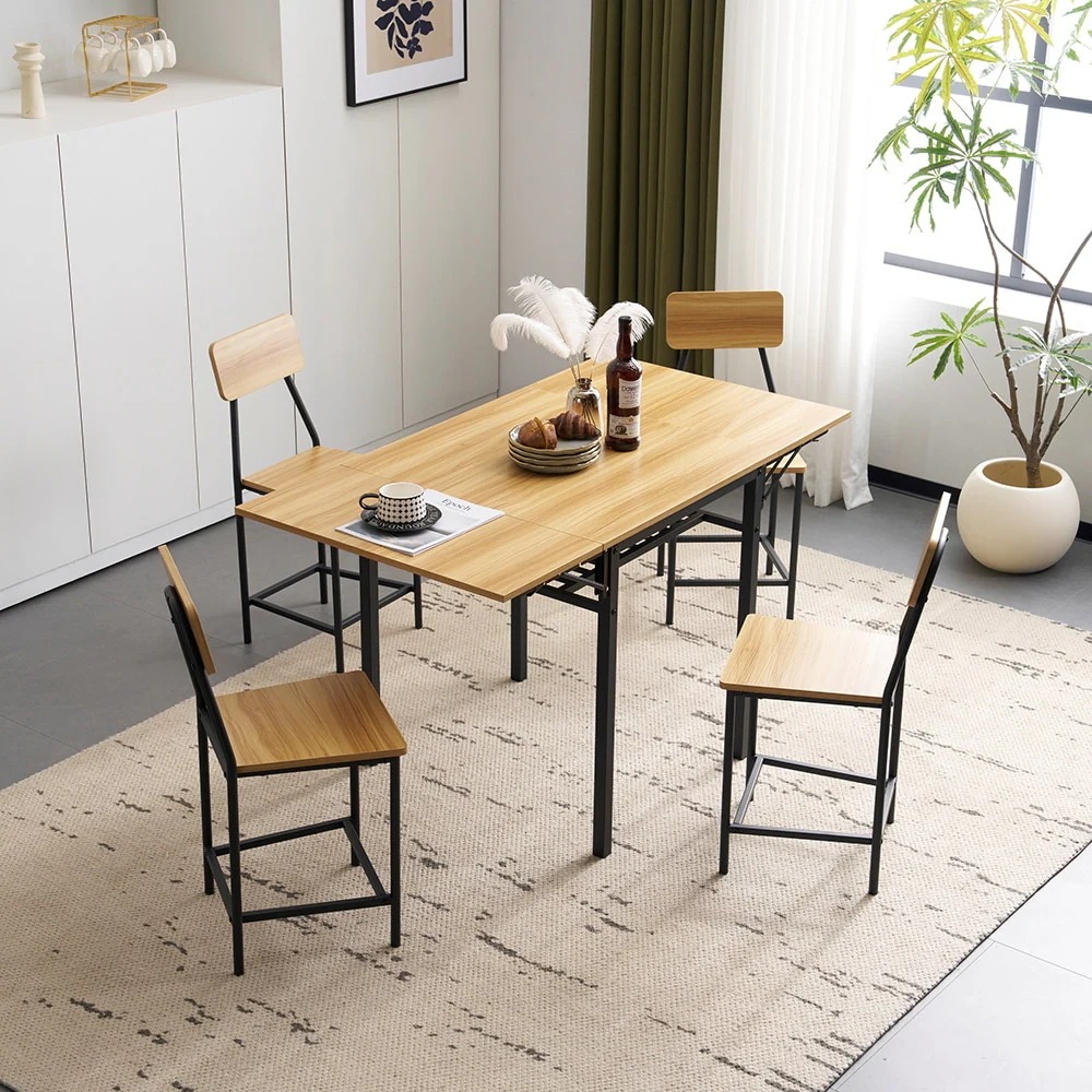 【国内即日発送】ダイニングセット ダイニング5点セット 4人掛け ダイニングテーブル ダイニングテーブルセット レトロ 食卓 パイン天然木 ナチュラル カフェ パソコンデスク リビング