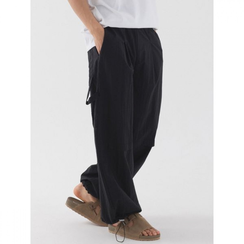 [Pianer] ナイロンワイドカーペンターストリングパンツ (ブラック) 5,031円