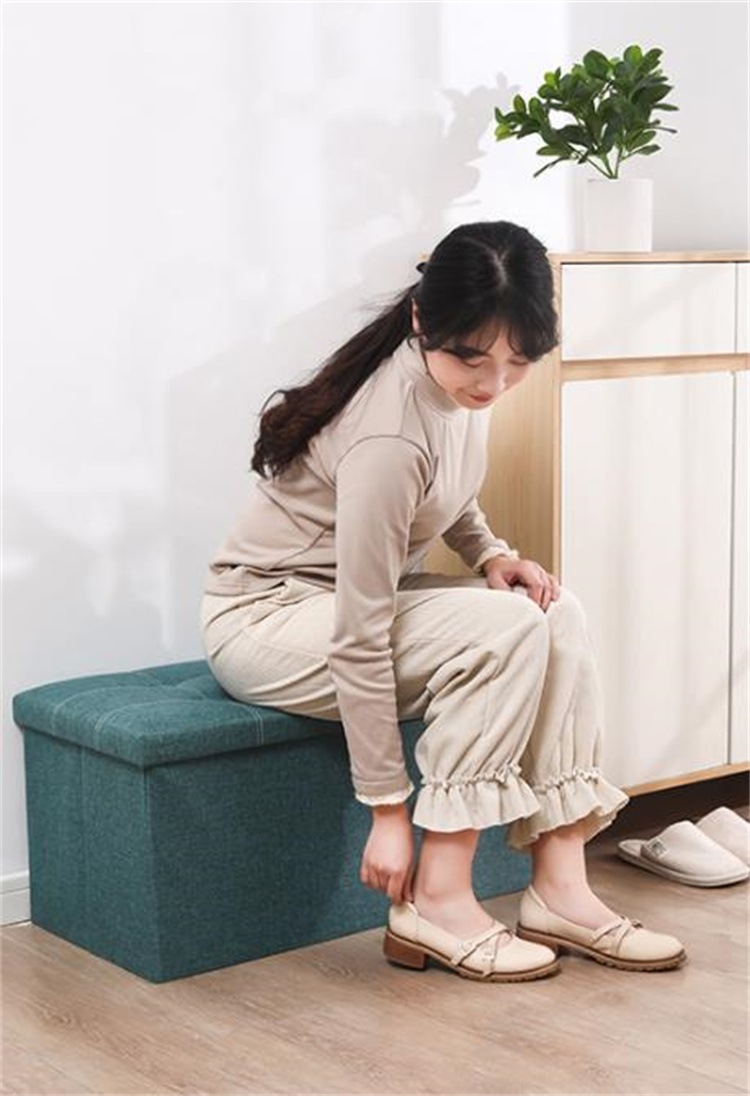激安セール シンプル綿麻収納スツール 76×38×38cm 折りたたみ可能 高荷重対応 成人も座れる 換鞋スツール 家庭用 小物・おもちゃ収納 収納ソファ兼用 通気性 室内用に適し