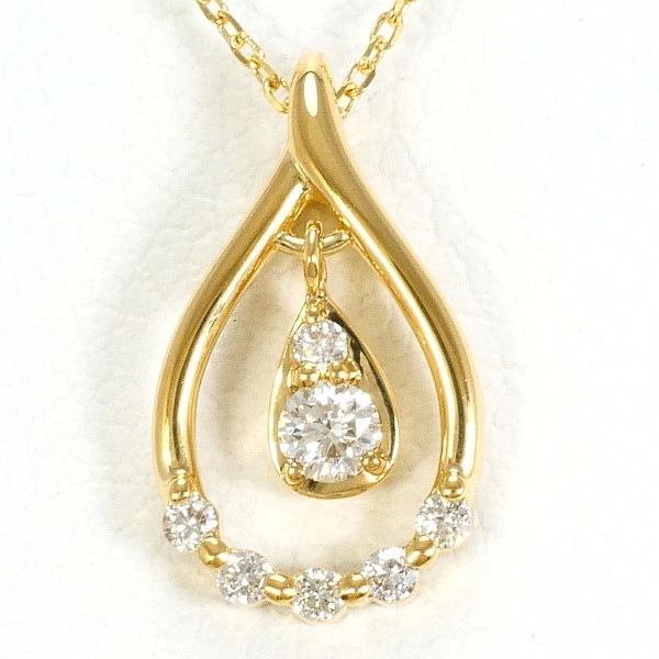 K18 18金 YG イエローゴールド ネックレス ダイヤ 約40cm ジュエリー 中古