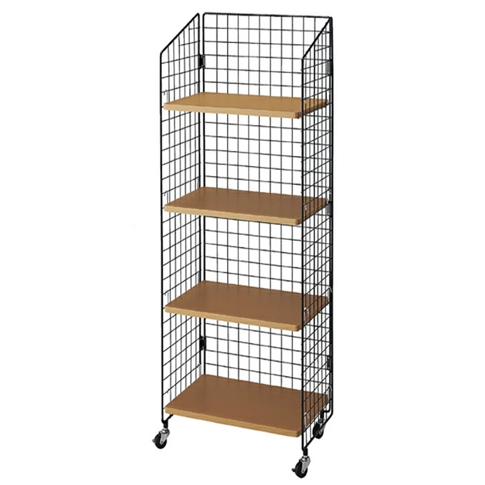 エントリーでポイント5倍！11月4日20:0011月11日1:59業務用4段ネットラック W62×H135cm 黒 木棚タイプ業務用 ラック 折りたたみ メッシュパネル 陳列棚 店舗用 商品棚 プレイ