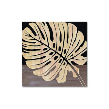 ウッド スカルプチャー アート「シングル モンステラ2」 BK+NP SA-08556