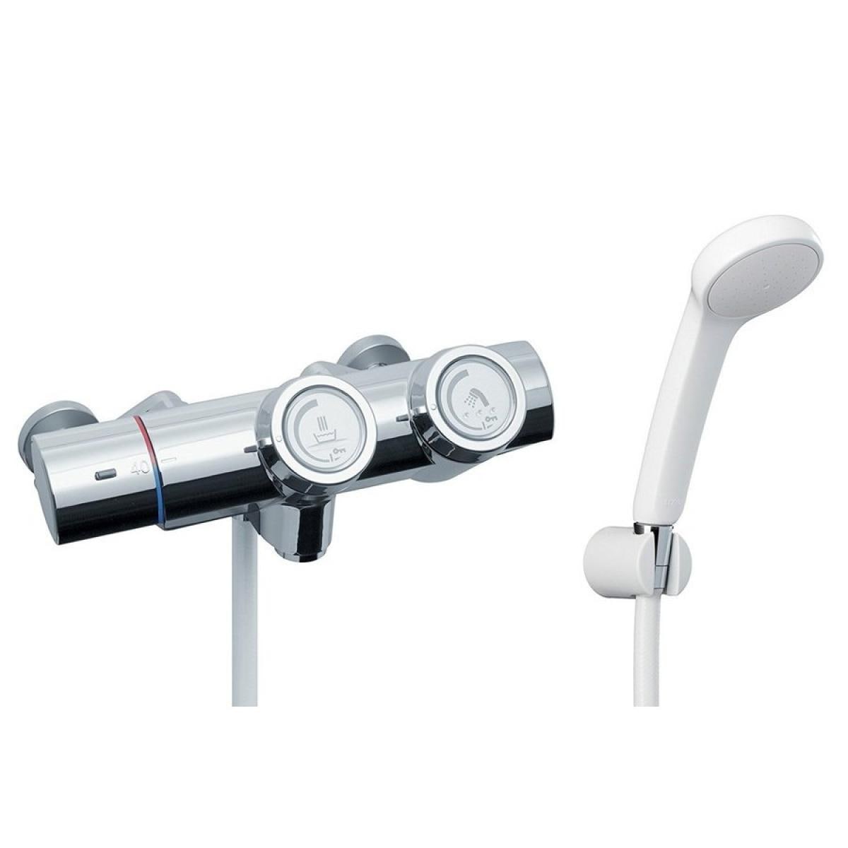 LIXIL(リクシル) INAX 浴室用 サーモスタット付シャワーバス水栓 エコフルシャワー プッシュ操作 洗い場専用 凍結防止水抜き仕様 RBF-815N