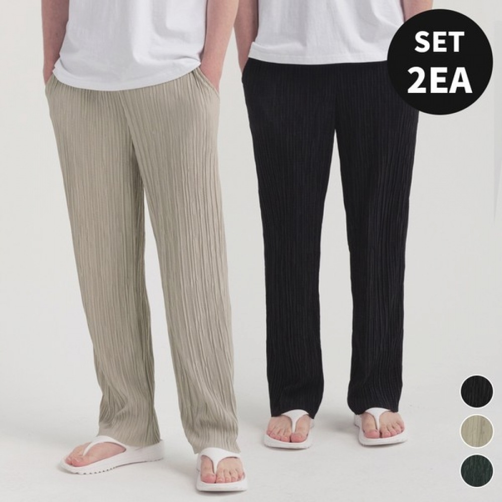 (Pianer) セミワイドバンディングプリーツパンツ (3color)