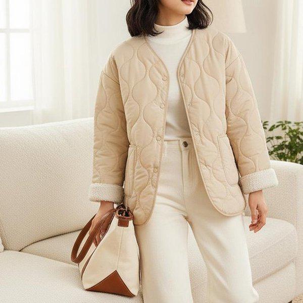 女性 털안감 ノーカラー ジャケット