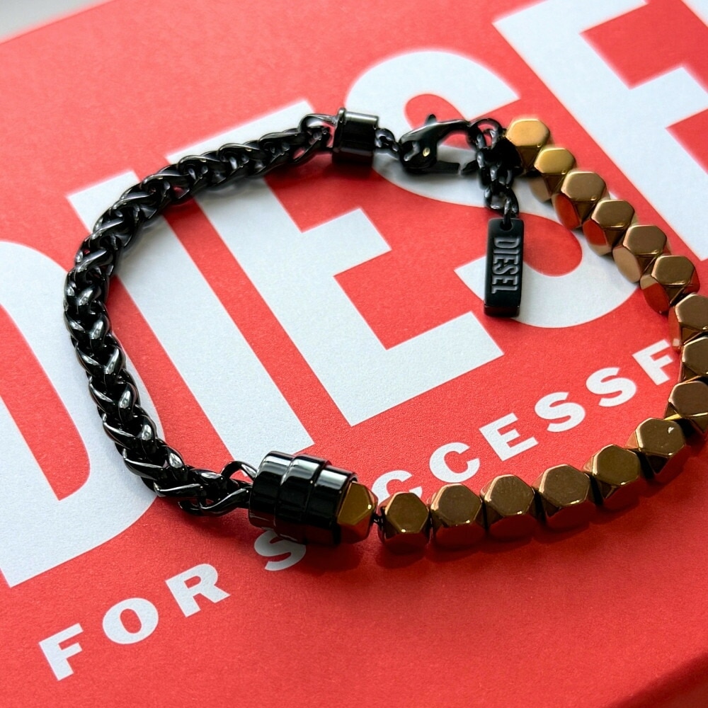 ディーゼル ブレスレット メンズ レディース ブラック ブロンズ コンビ ステンレス DIESEL おしゃれ ストリート系 ユニセックス プレゼント ギフト 彼氏 彼女 DX1648931 成人 卒業