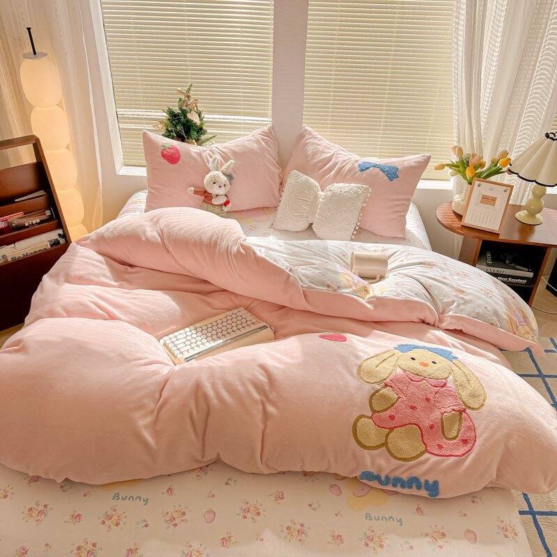 韓国ファッション 布団カバー 冬用 毛布 暖かい 厚手 ベッドカバー ダブルサイズ 掛け布団カバー 抗菌防臭 洗える 寝具 ベッド用品 プレゼント シングル セミダブル ダブル