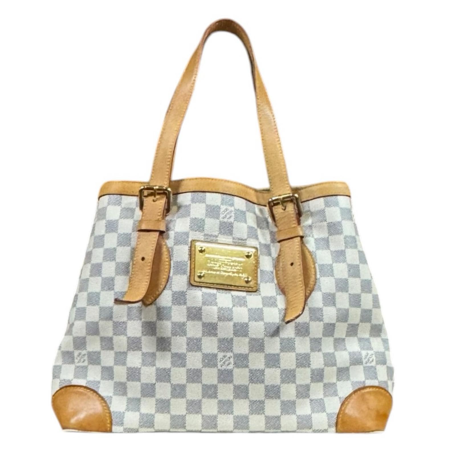 ルイヴィトン ハムステッドMM ダミエアズール トートバッグ ダミエアズールキャンバス N51206 ホワイト LOUIS VUITTON 中古