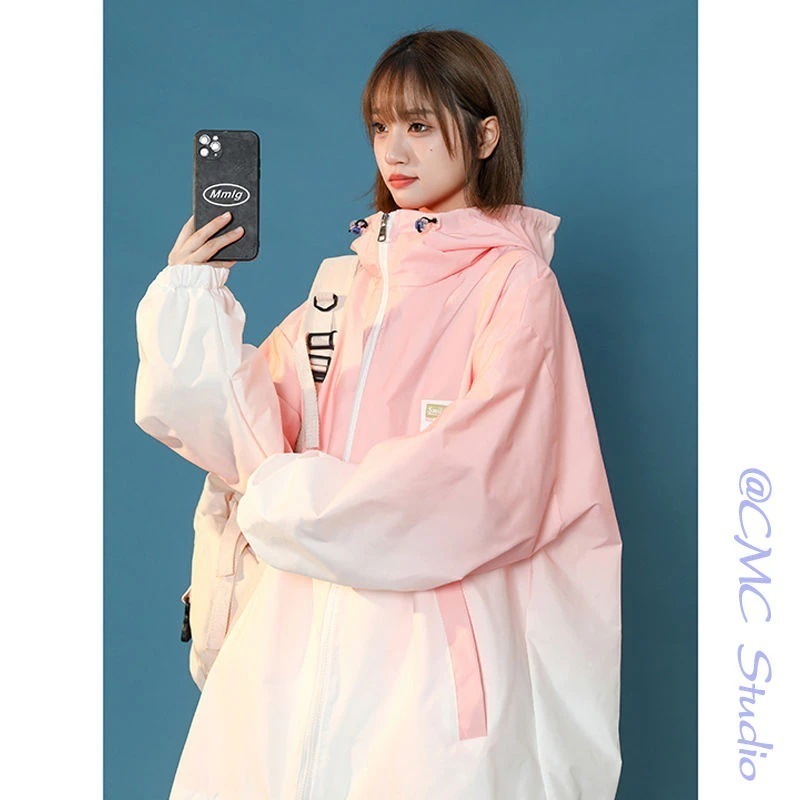 アウタージャンパーブルゾンジャケット トップス ニッチデザイン 韓国ファッション 冬アウター レディース 野球服 春秋 カジュアル カジュアル グラデーション