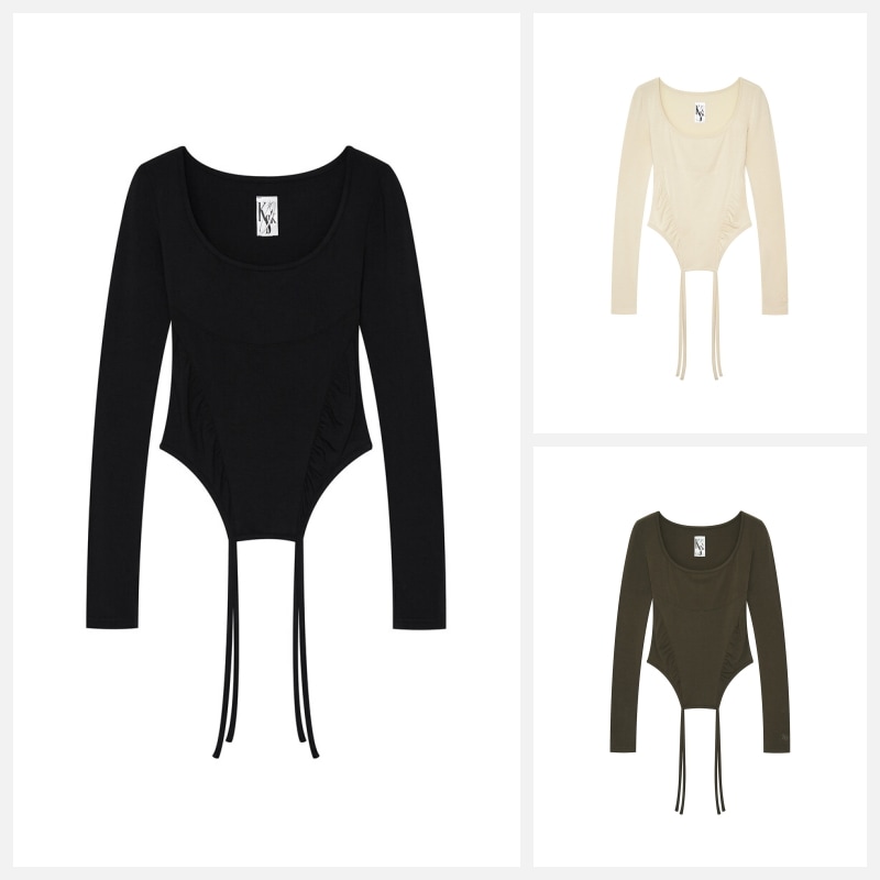 【KASHIKO】26SS SLINKY SHIRRING BODYSUIT : 3COLORS