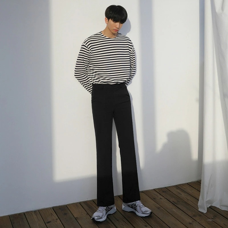 スラックス メンズ 秋 微フレア カジュアル スリムフィット 新作 パンツ