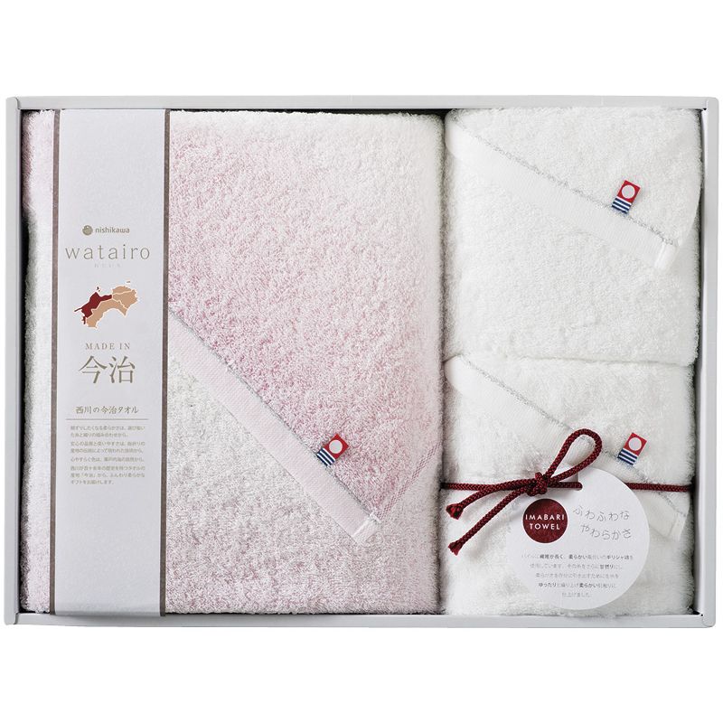 わたいろ nishikawa今治タオル バスタオル&フェイスタオル2P ピンク