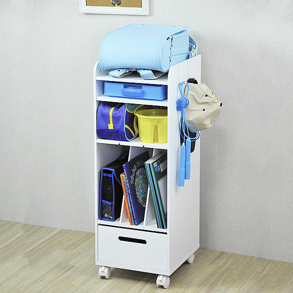 ランドセルラック スリム 幅30cm ホワイト 完成品 キャスター付き 日本製 ランドセル ラック キャスター 付き 白 小学生 園児 収納 収納ラック 引き出し 本棚 教科書 シンプル おしゃれ