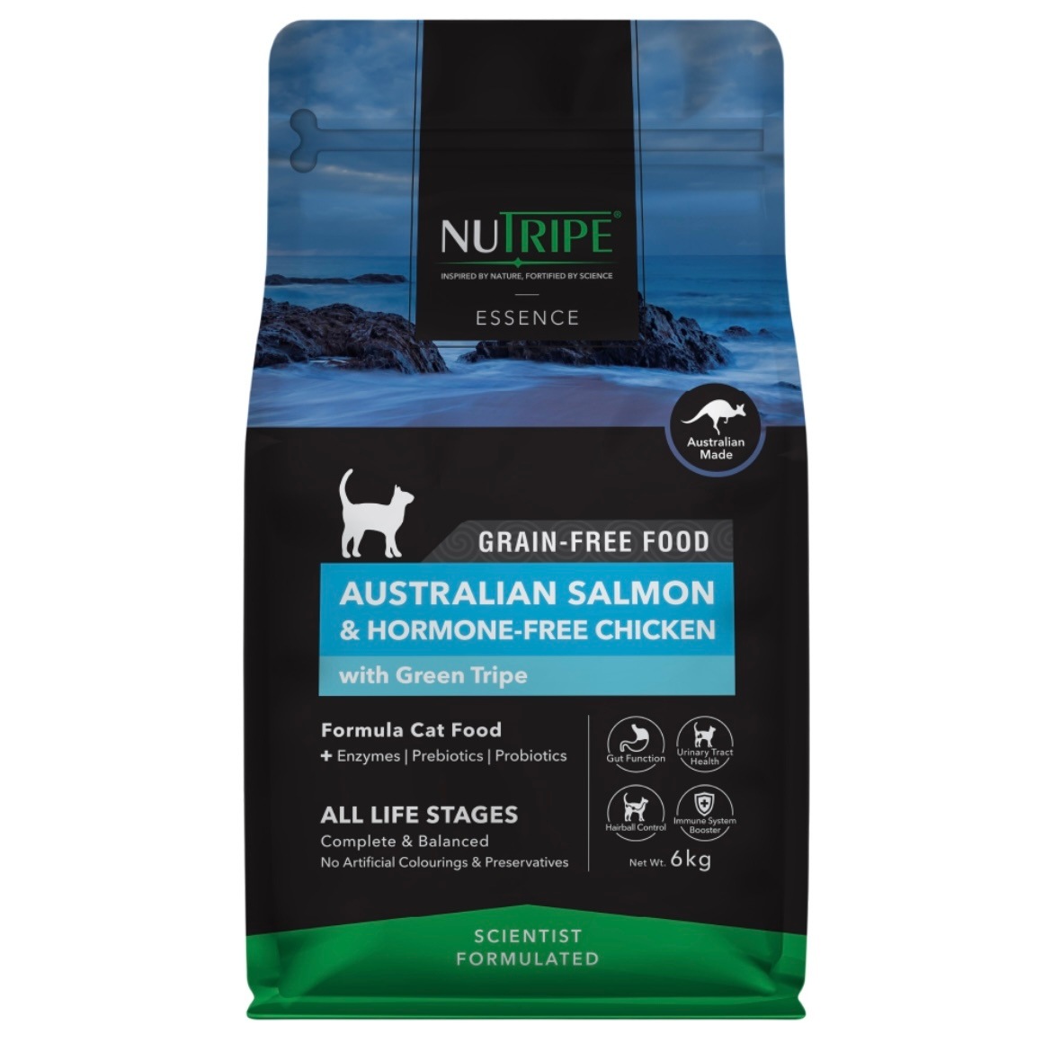 ニュートライプ 猫 キャットフード ドライ　サーモン＆チキン＆グリーントライプ 6kg 正規品 キャットフード 全猫種 全年齢 全ライフステージ オールステージ 仔猫 成猫 老猫 ペットフード