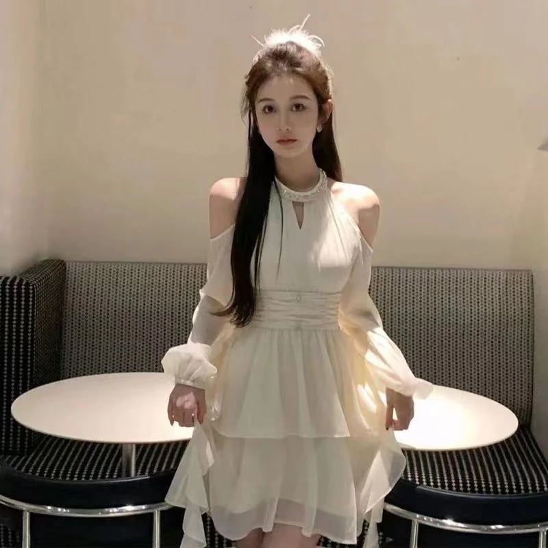 ワンピース ムーンドリル 長袖 キャミソールワンピース 簡単な レディースファッション