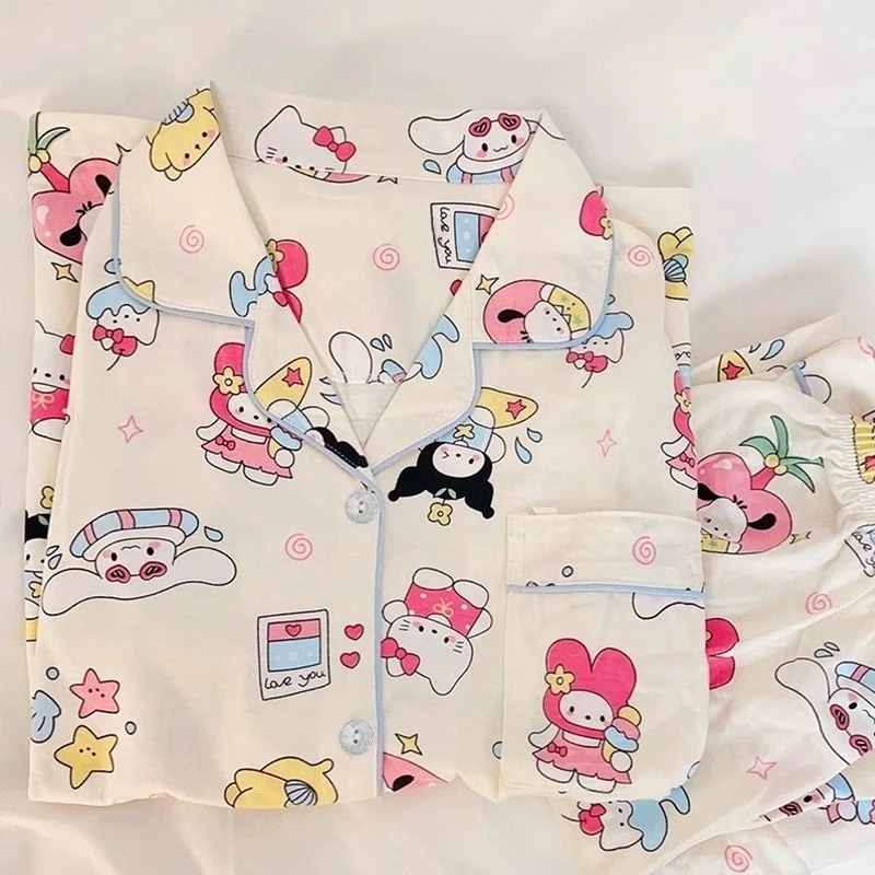 製ラペル学生ホームウェア秋カーディガン長袖ツーピースファミリーパジャマ女性用一部翌日出荷 4,754円