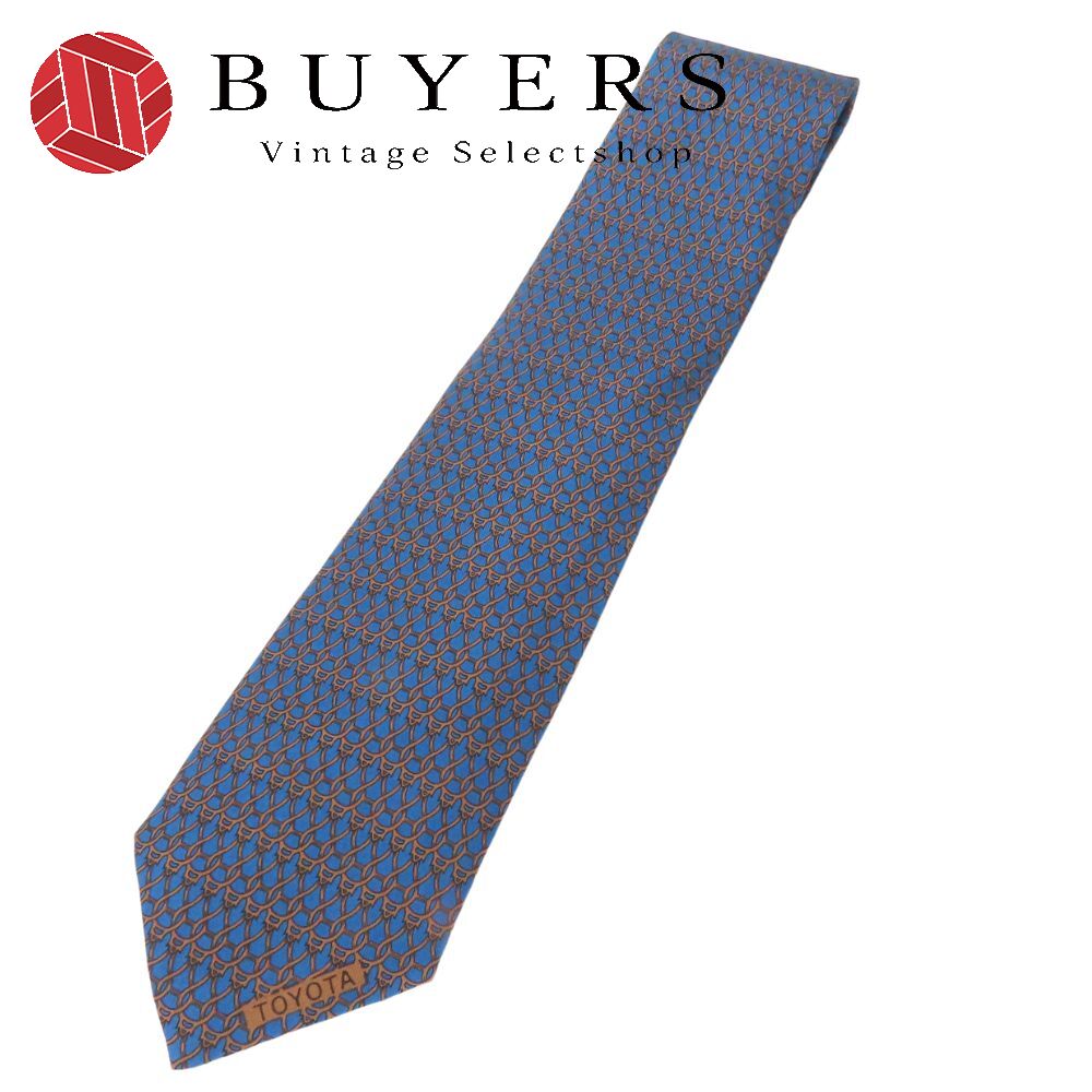 中古 ネクタイ トヨタ限定品 シルク ブルー系 ブラウン スーツ ビジネス アパレル メンズ 男性