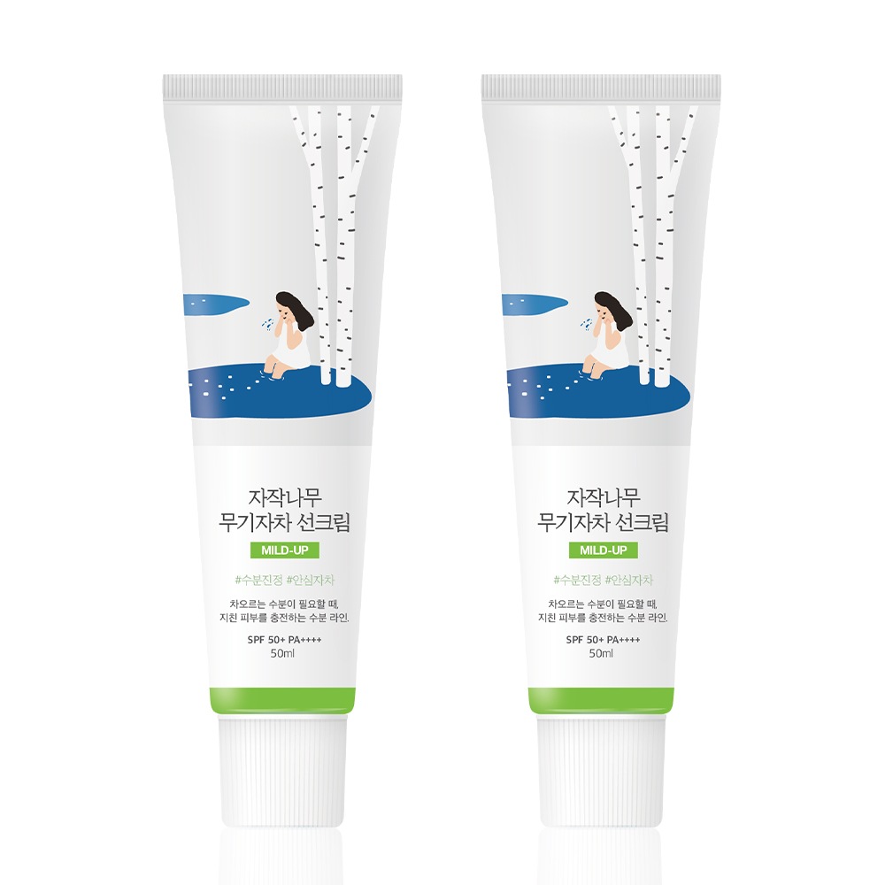 [2個SET]ラウンドラップ白樺無機磁茶サンクリーム50ml (SPF 50+ PA++++)