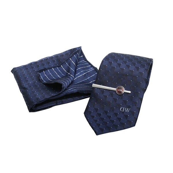 ネクタイ＆チーフ＆タイバー ３点セット DW02800018 NAVY