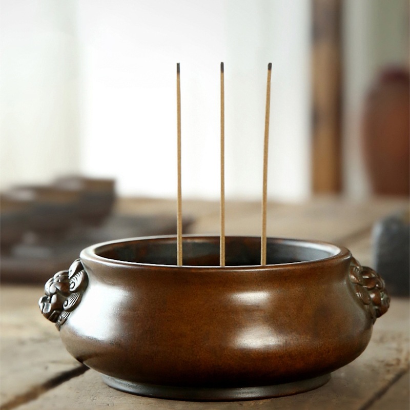 銅線石バーナーライオン耳炉模倣xuande炉銅炉中国の香炉香屋家庭用zen香のバーナー