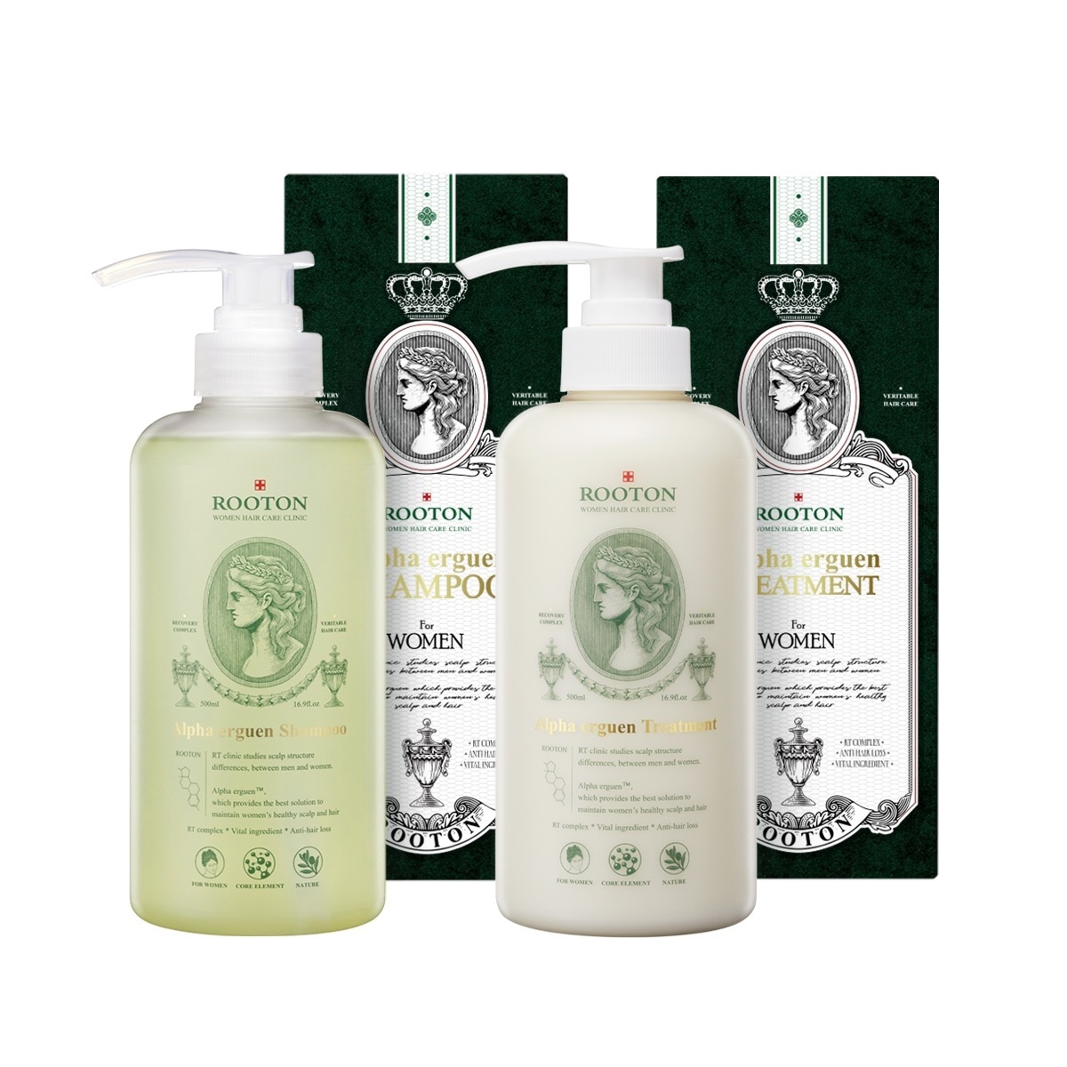 ルトン女性頭皮用天然妊婦シャンプー500ml+トリートメント500ml アルファエルゲンヘアプロテインルトン