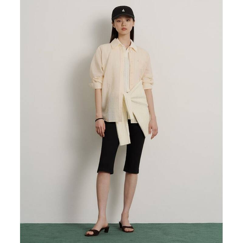 BEANPOLE LADIES シアーツリープストライプ長袖シャツ アイボリー (BF6564C020) BF6564C020 423075