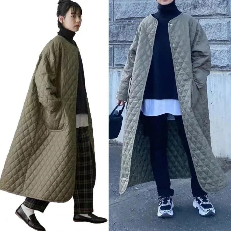 防風 中綿コート ポケット 大人 ダウンコート 防寒 ノーカラー 厚手 ロングコート コート 長袖アウター アウター コート キルティングコート
