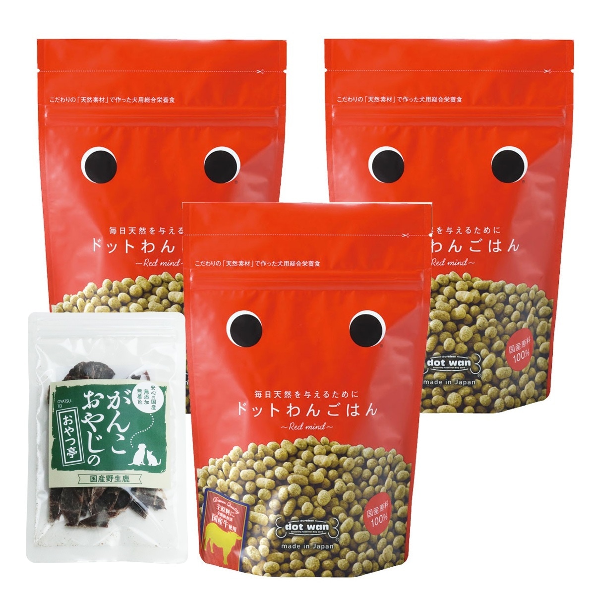 ドッグフード ドットわんごはん Red mind 500g3袋【国産鹿肉ジャーキー付き(お試しサイズ)】 6,224円
