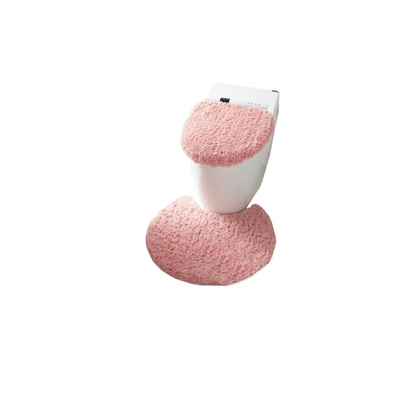 MOGU(JP) トイレマットふたカバー トイレ便座シート 3点セット 円形 無地 トイレマット セット おしゃれ 可愛い ふわふわ 滑り止め 抗菌 防臭 暖かい洗える 白 レッド