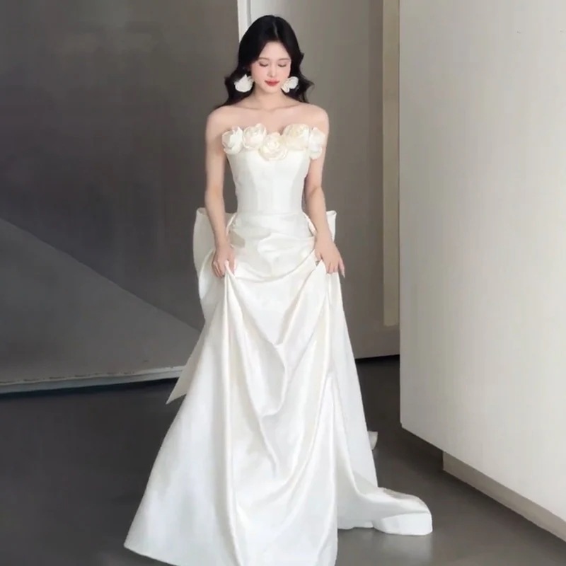 結婚式ワンピース 着痩せ お呼ばれワンピース 結婚式ワンピース お呼ばれ 結婚式ワンピース 結婚式 ワンピース チューブトップライトウェディングドレスサテンマーメイドハイエンドテクスチャ花嫁新しいスタ