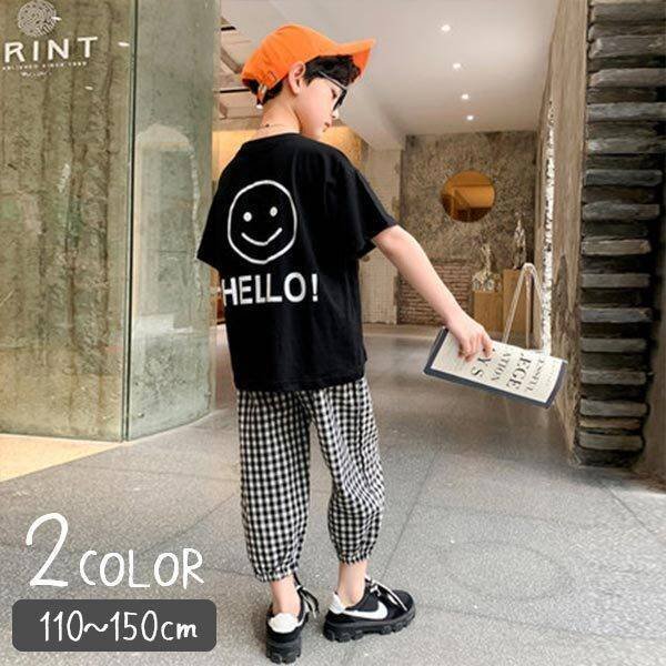 子供服 キッズ 男の子 セットアップ 上下セット トップス ボトムス ポケット付き Tシャツ 半袖 長ズボン カジュアル おしゃれ お洒落 かっこいい ボーイズ