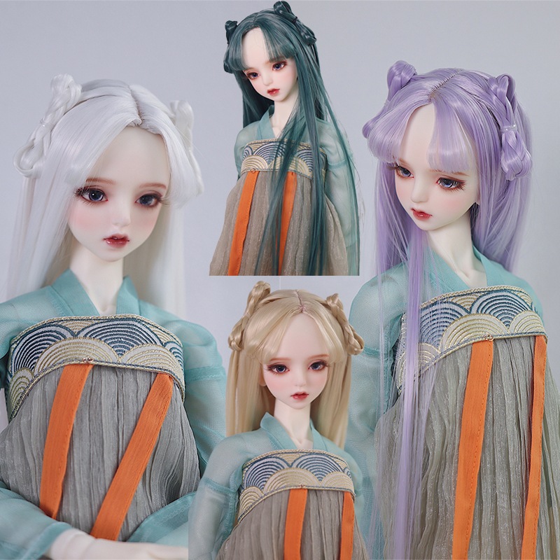 4色 BJDドール用ウィッグ 古風ロング 蝶結び スタイルあり SD/MSDサイズ人形用