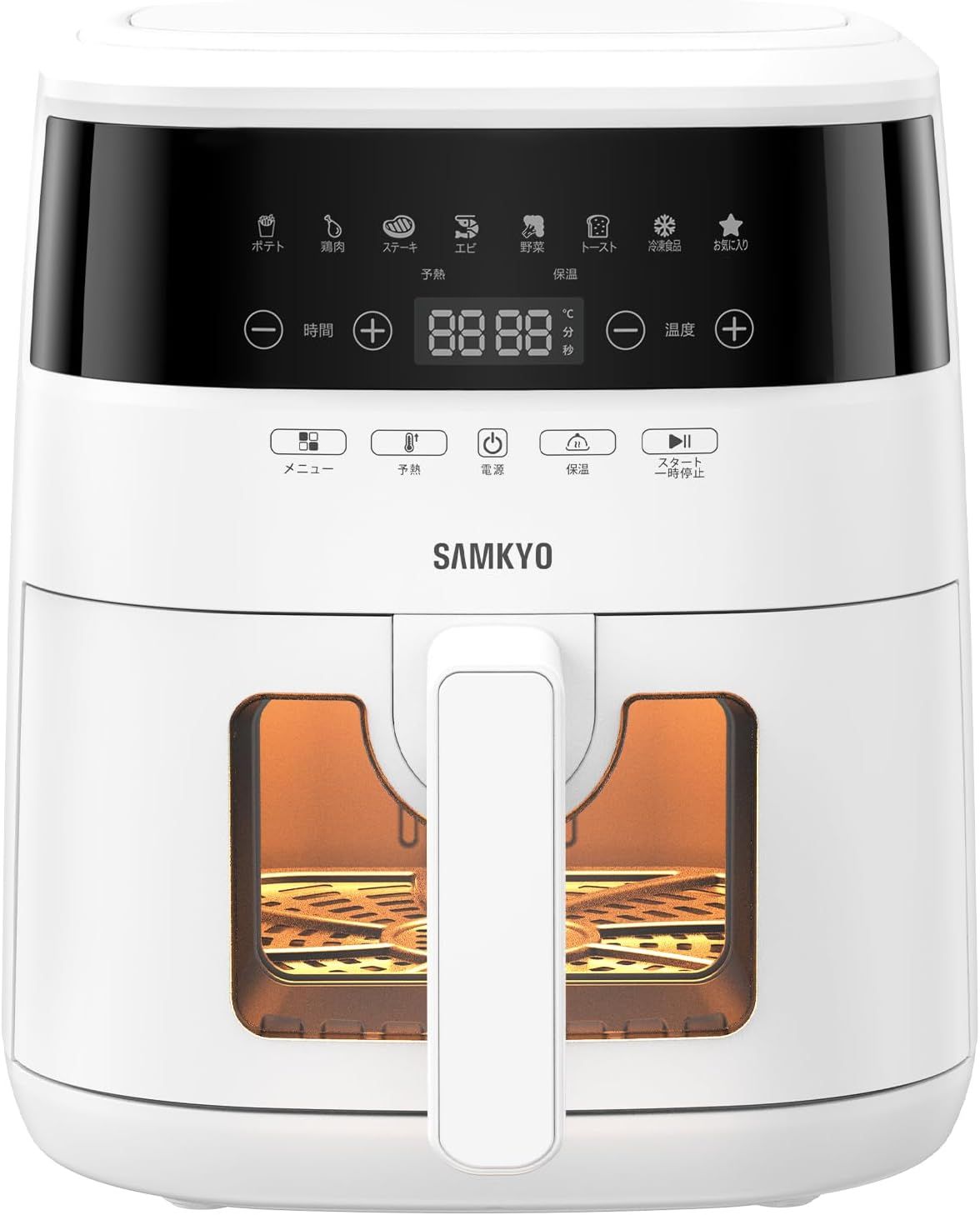 ノンフライヤー 4.2L 可視窓 大容量 1-4人用 エアフライヤー タッチパネル 日本語レシピ付き ノンフライヤー機 フライヤー 揚げ物 惣菜 SAMKYO F40 ホワイト