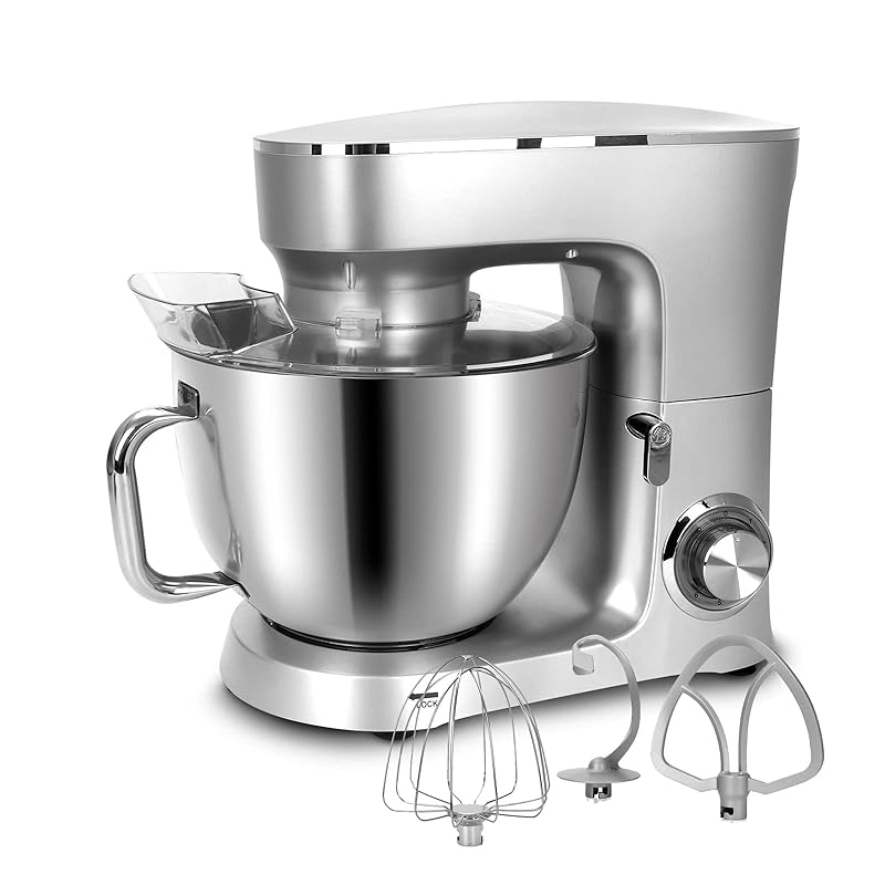 Xverycan スタンドミキサー 卓上ミキサー 8L大容量 3種類アタッチメント付き 業務用 家庭用 6段階スピード調節機能 パン生地こねやお菓子作り等に
