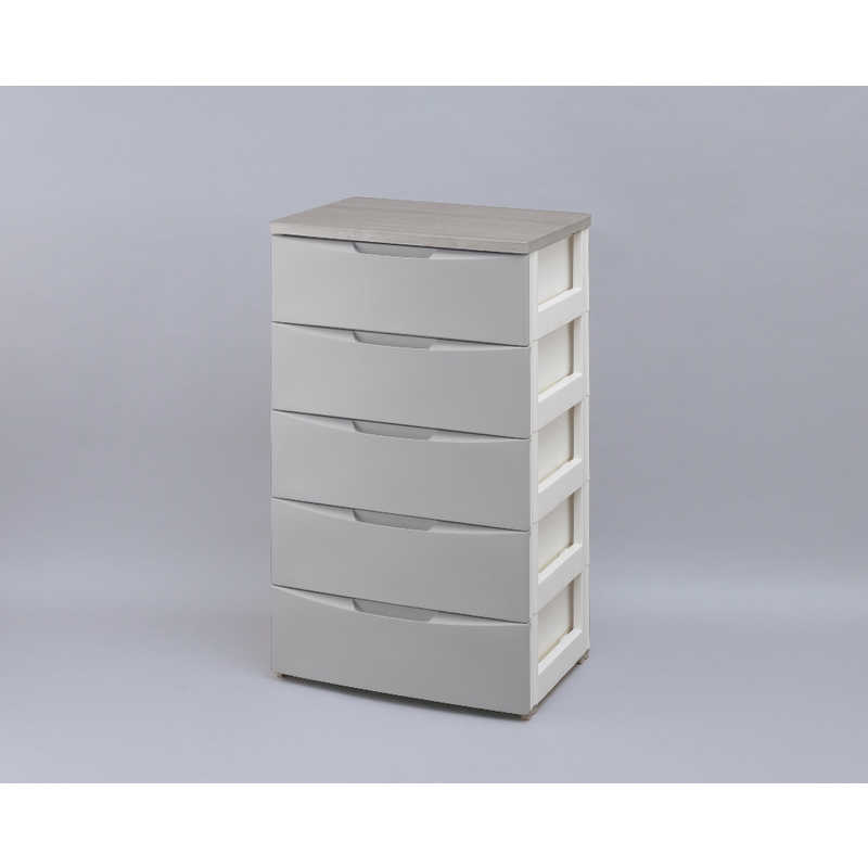 アイリスオーヤマ　IRIS OHYAMA　デザイン ウッドトップチェスト 5段 レギュラータイプ (グレー&アッシュグレー/約幅56×奥行42×高さ100cm)