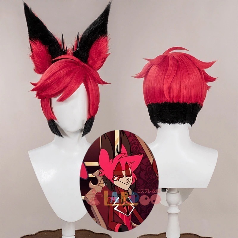 ハズビン ホテル Hazbin Hotel アラスターAlastor コスプレウィッグ 付け耳+道具+メガネ+ネット付き 耐熱543