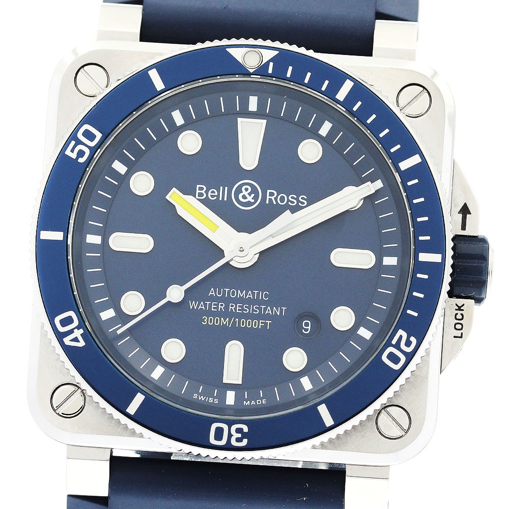 ベル＆ロス Bell＆Ross BR0392-D-BU-ST/SRB BR03-92 ダイバーブルー デイト 自動巻き メンズ 極美品 内箱・保証書付き_889087【中古】